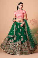 Multi Color Women Embellished Flared Lehenga Choli Set with All Over Sequined Embroidery Work