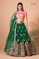 Multi Color Women Embellished Flared Lehenga Choli Set with All Over Sequined Embroidery Work