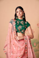 Multi Color Women Embellished Flared Lehenga Choli Set with All Over Sequined Embroidery Work