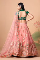 Multi Color Women Embellished Flared Lehenga Choli Set with All Over Sequined Embroidery Work