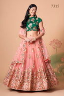 Multi Color Women Embellished Flared Lehenga Choli Set with All Over Sequined Embroidery Work