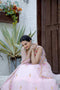 Baby Pink Stunning Double layer Net lehenga With Peplum style blouse