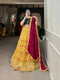 Yellow Embellished Flared Lehenga Choli Set with All Over Sequined Embroidery Work