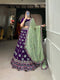 Purple Embellished Flared Lehenga Choli Set with All Over Sequined Embroidery Work