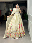 Women Embellished Flared Lehenga Choli Set with All Over Sequined Embroidery Work