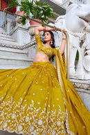 Gold Lehenga Choli Designer Bridal Lehenga Set For Women