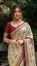 Lavish Saree with Rich Zari and Stone Work Heavily Detailed for Special Occasions for Women