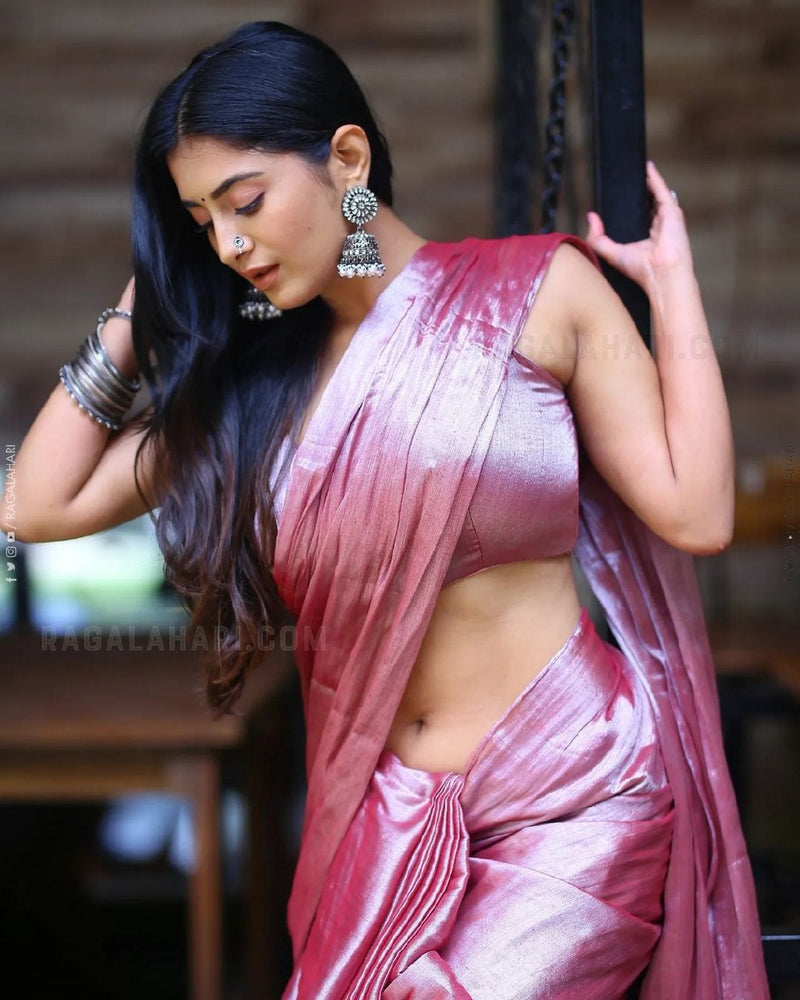 Modern Glam Silk Saree with a Soft Metallic Sheen For Women