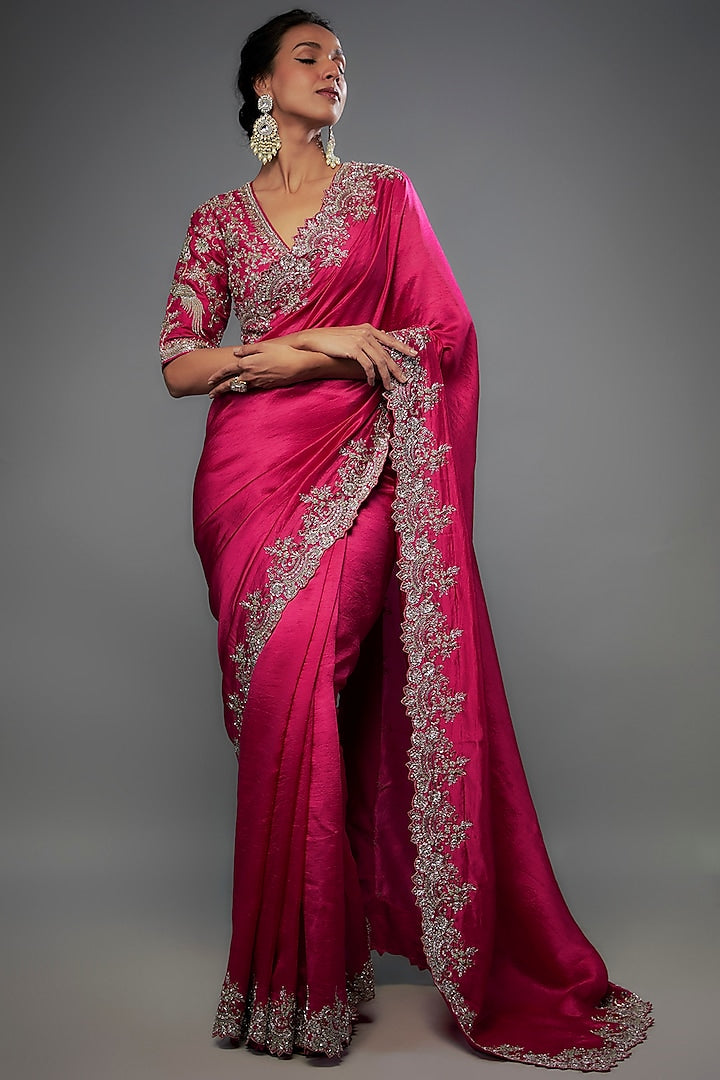 Luxurious Embroidered Saree with Rich Work Heavily Detailed and Perfect for Grand Celebrations for Women