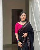 Pure Cotton Saree with Minimalist Embroidery Work For Women