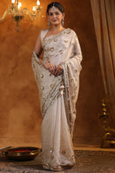 Sophisticated Party Wear Saree with Glamorous Drapes Rich Work and Heavy Detailing for Women