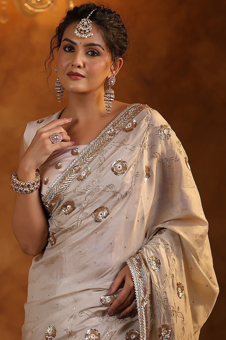 Sophisticated Party Wear Saree with Glamorous Drapes Rich Work and Heavy Detailing for Women