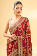 Traditional Banarasi Saree with Intricate Work and Heavily Embellished Borders for Women