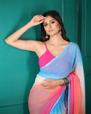 Multicolor Handcrafted Georgette Saree with Beautiful Blouse Piece For Women