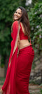 Charming Red Georgette Saree with Layered Embellishments For Women