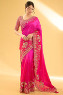 Grand Wedding Saree with Heavy Rich Embroidery and Sparkling Stonework for Women