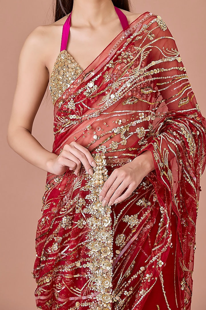 Chic Designer Saree with Rich Work and Heavy Craftsmanship for Special Occasions for Women