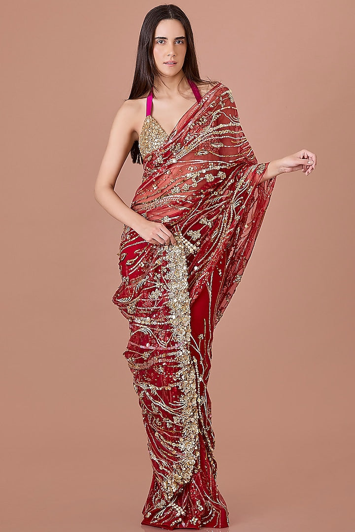 Chic Designer Saree with Rich Work and Heavy Craftsmanship for Special Occasions for Women