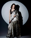 Luxury Satin Saree with Crystal-Studded Detailing For Women