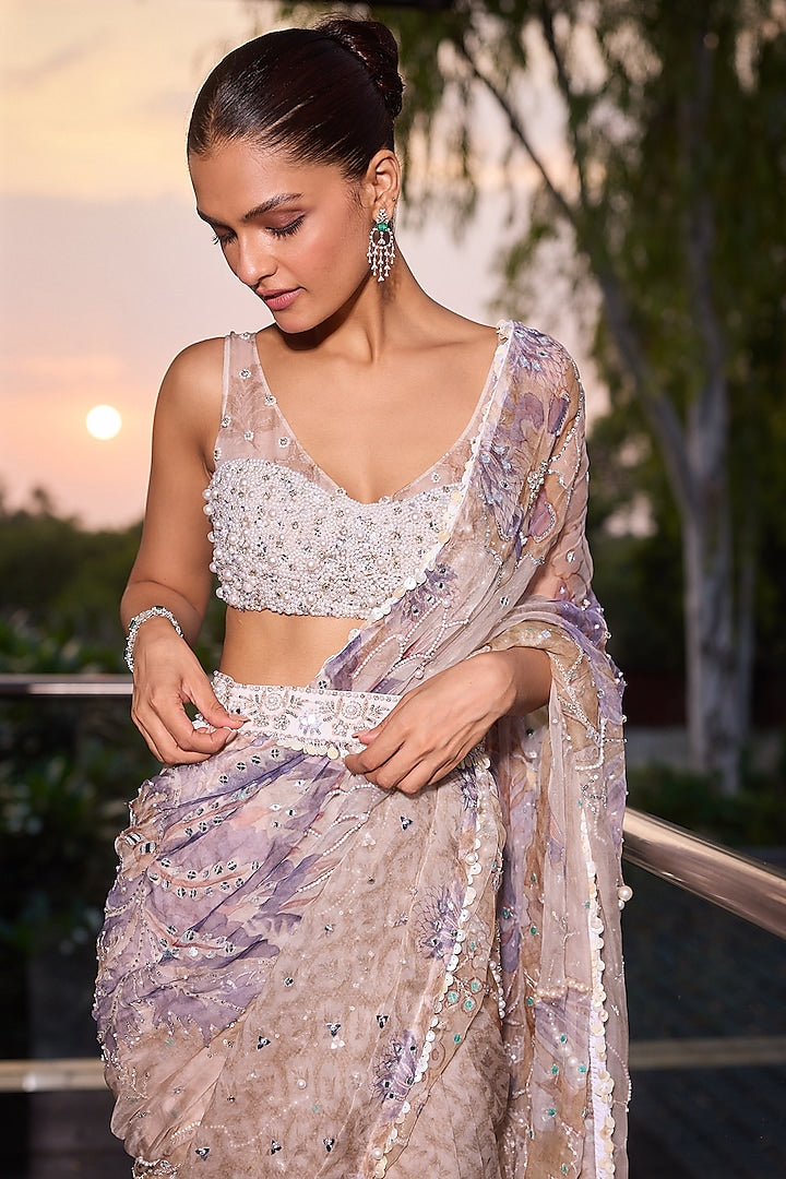 Opulent Wedding Saree with Rich Zari Work and Heavily Detailed Borders for Women