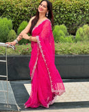 Opulent Georgette Saree with Glamorous Embellishments For Women