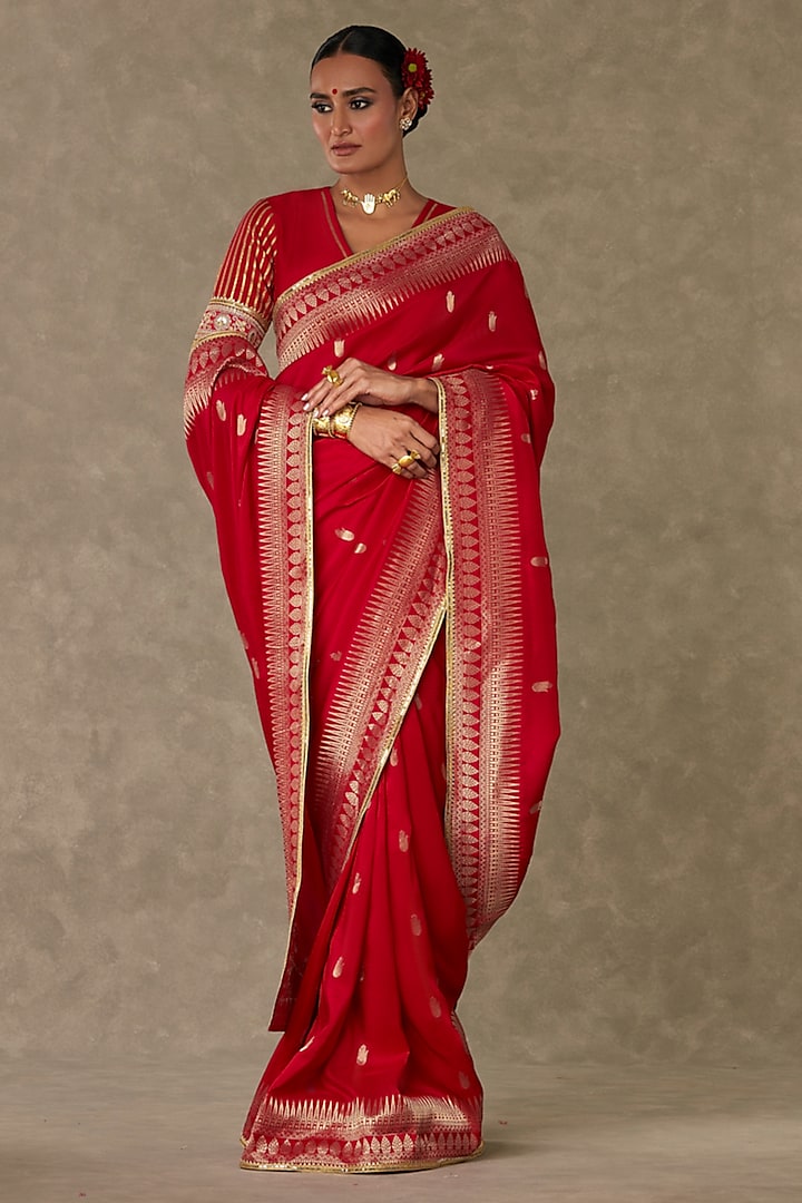 Sumptuous Silk Saree with Rich Handwork and Heavy Embellishments for Women