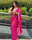 Opulent Georgette Saree with Glamorous Embellishments For Women