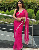 Opulent Georgette Saree with Glamorous Embellishments For Women