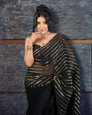 Ethereal Pastel Net Saree with Glitter Accents For Women