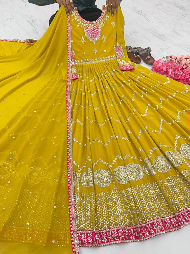 Classic Ethnic Heavy Gown with Elegant Embroidery For Women