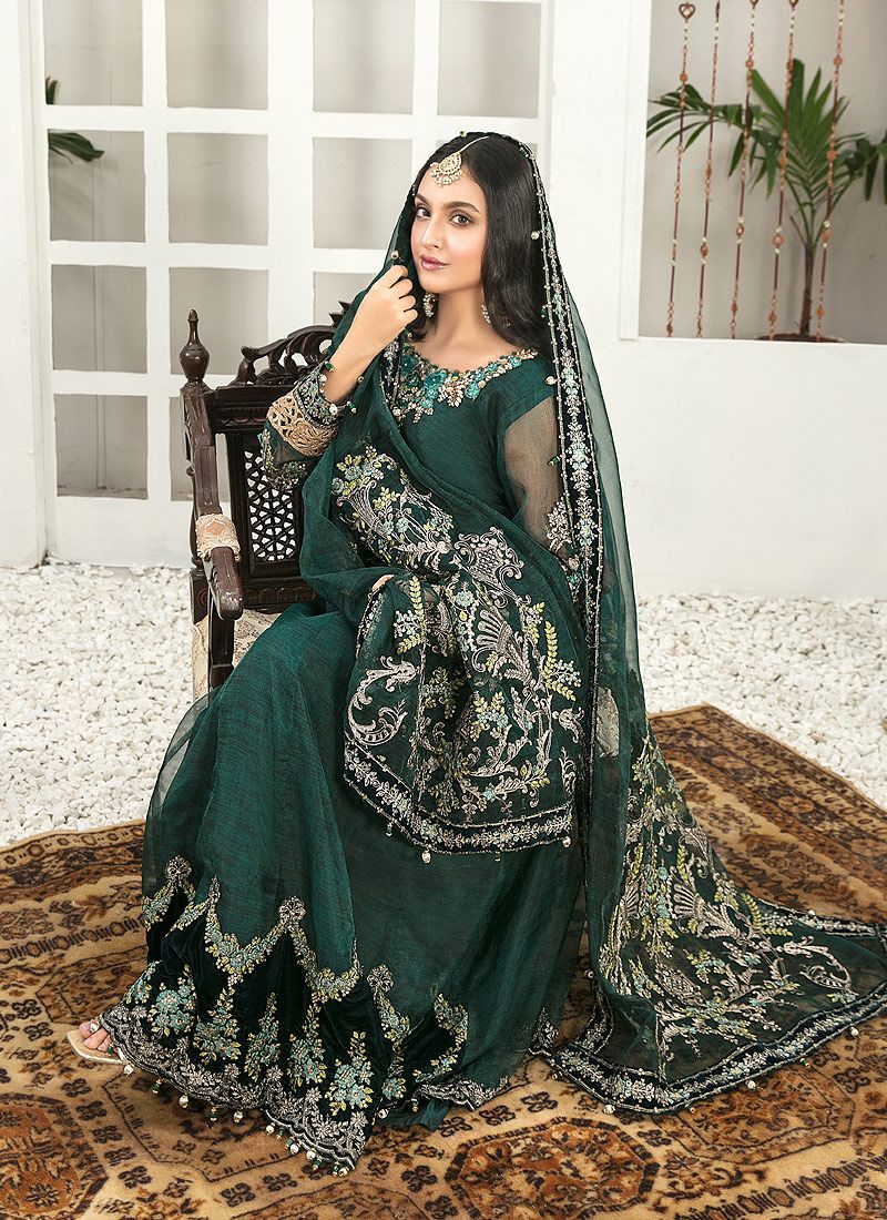 Timeless Traditional Wedding Gown with Rich Ethnic Embroidery & Heavy Work For Women