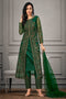 Green Color Faux Georgette Embroidery Hand Moti Work Function Wear Gown