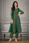 Green Color Faux Georgette Embroidery Hand Moti Work Function Wear Gown