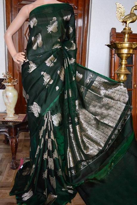 Exciting Rama Colored Soft Silk Jacquard Saree SY 5523