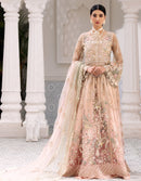 Net Embroidered Wedding Wear Peach Gown