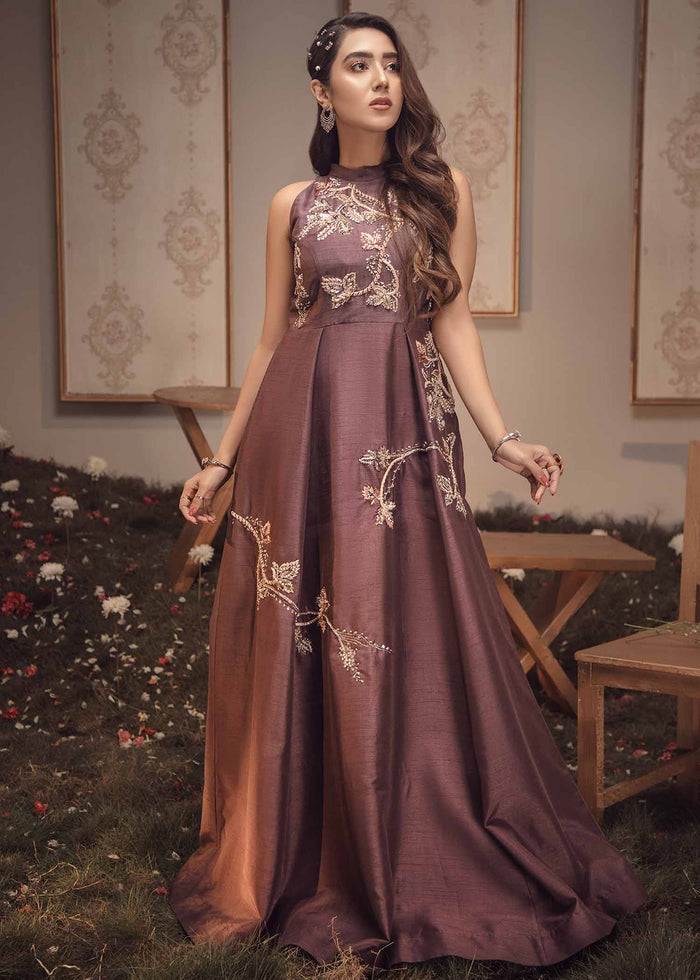 Purple Colored Resham Work Design Maxi Gown