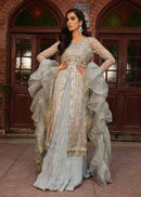 Ice Blue Colored Embroidered Nikkah Wear Gown