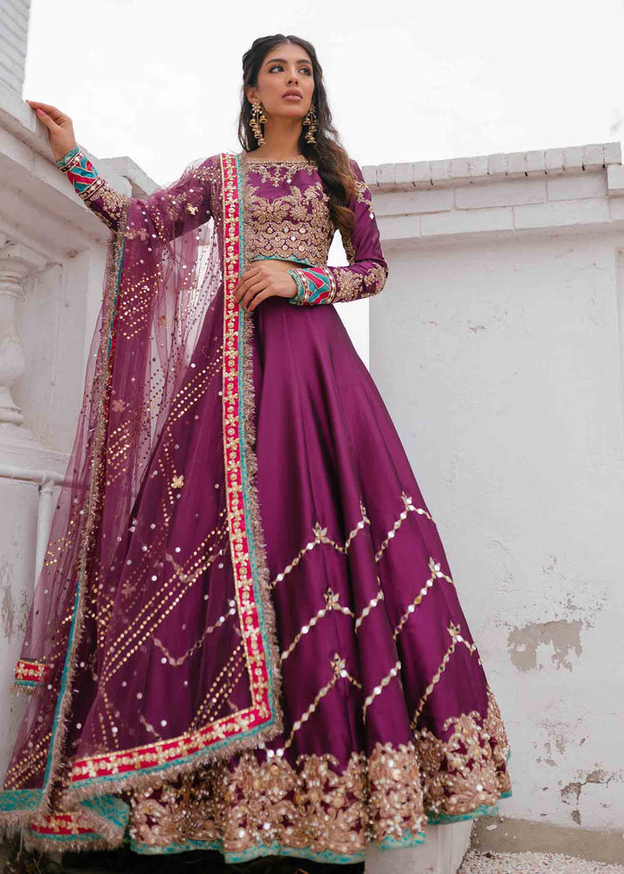 Purple  Colored Zari And Dabka Work Design Lehenga