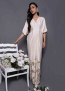 White Colored Hand Embroidered Occasion Wear Dress