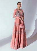 Power Pink Colored Designer Floral Motifs With Embroidered Gown