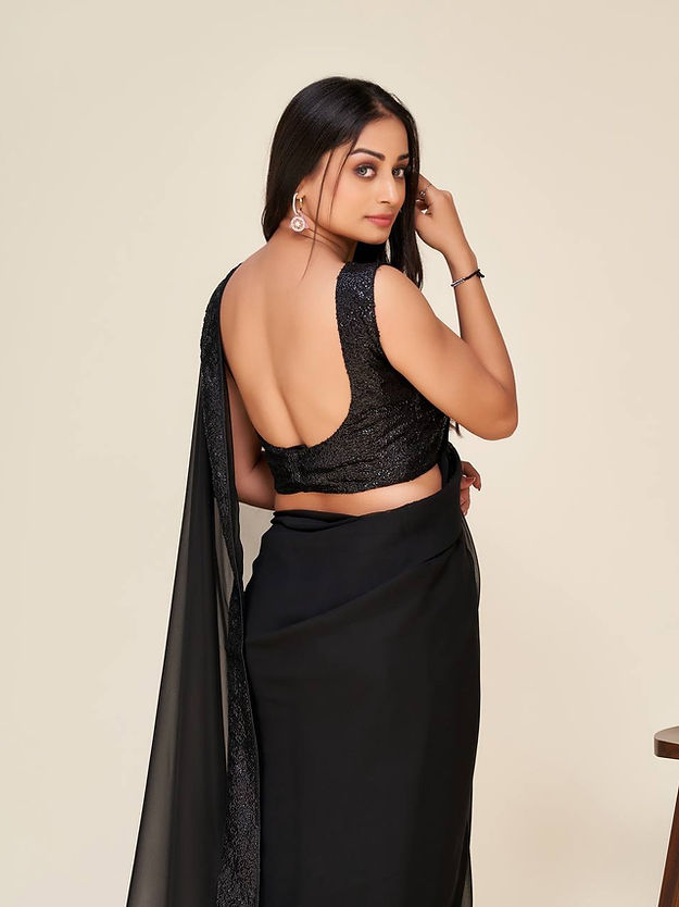 Designer party wear black Saree for woman Party Wear and Musical Event of Wedding Wear Saree for girl