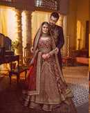 Embellished Pakistani Bridal Lehenga And Pishwas Dress