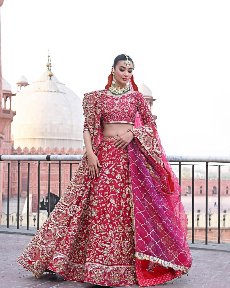 Embellished Pakistani Bridal Lehenga Choli And Dupatta