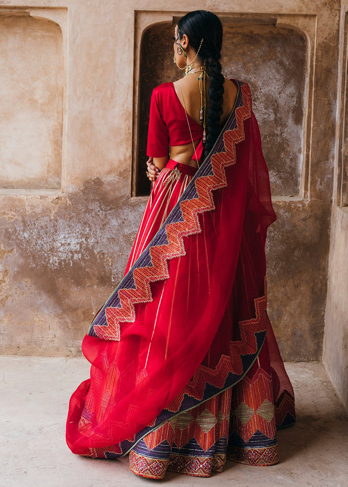 Designer Red Colored Designer Wedding Wear Lehenga choli