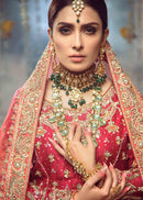 Red Colored Embroidered Designer Heavy Suit