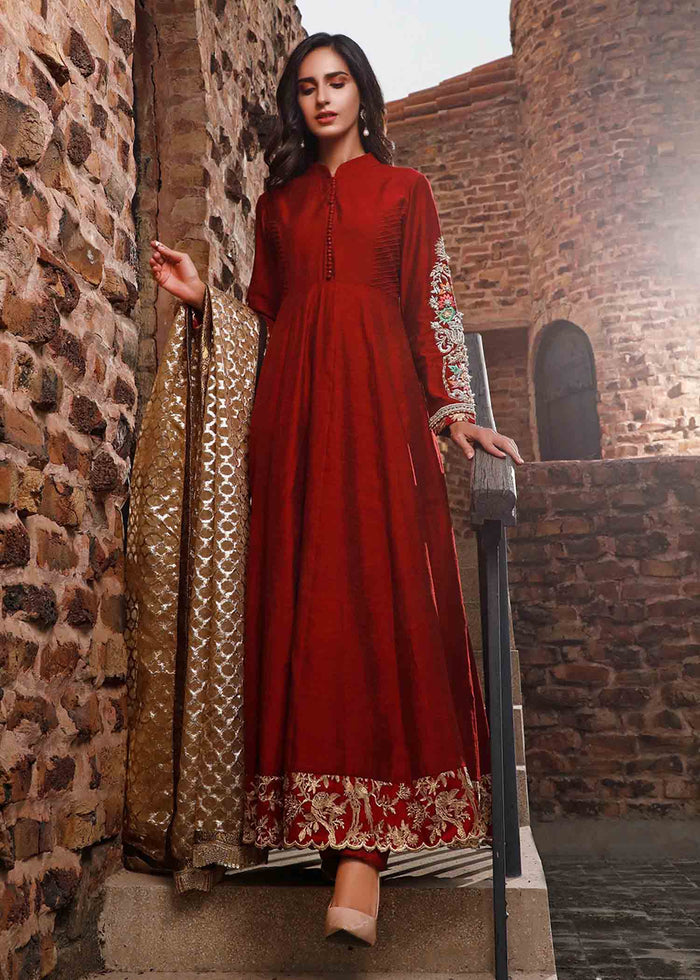 Red Colored Amazing Resham Work Gown