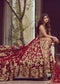 Red Colored Fully Heavy Embroidered Special Occasion Wear Lehenga Type Gown