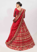 Red Colored Hand Embroidered Designer Wedding Wear Lehenga Choli Collection