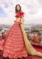 Red Colored Embroidered Thread Work Velvet Lehenga Choli