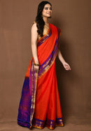 Amazing Pure Handloom Cotton Silk Gadwal half-half Saree for causal wear